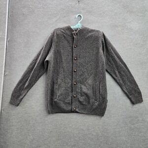 London Fog Men Sweater M Gray‎ Wool Cardigan Button Long Sleeve NWT